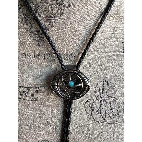 Gothic Western Eye Bolo Tie w/ Turquoise Stone – Cowboycore Cowboy Y2K - Picture 1 of 5